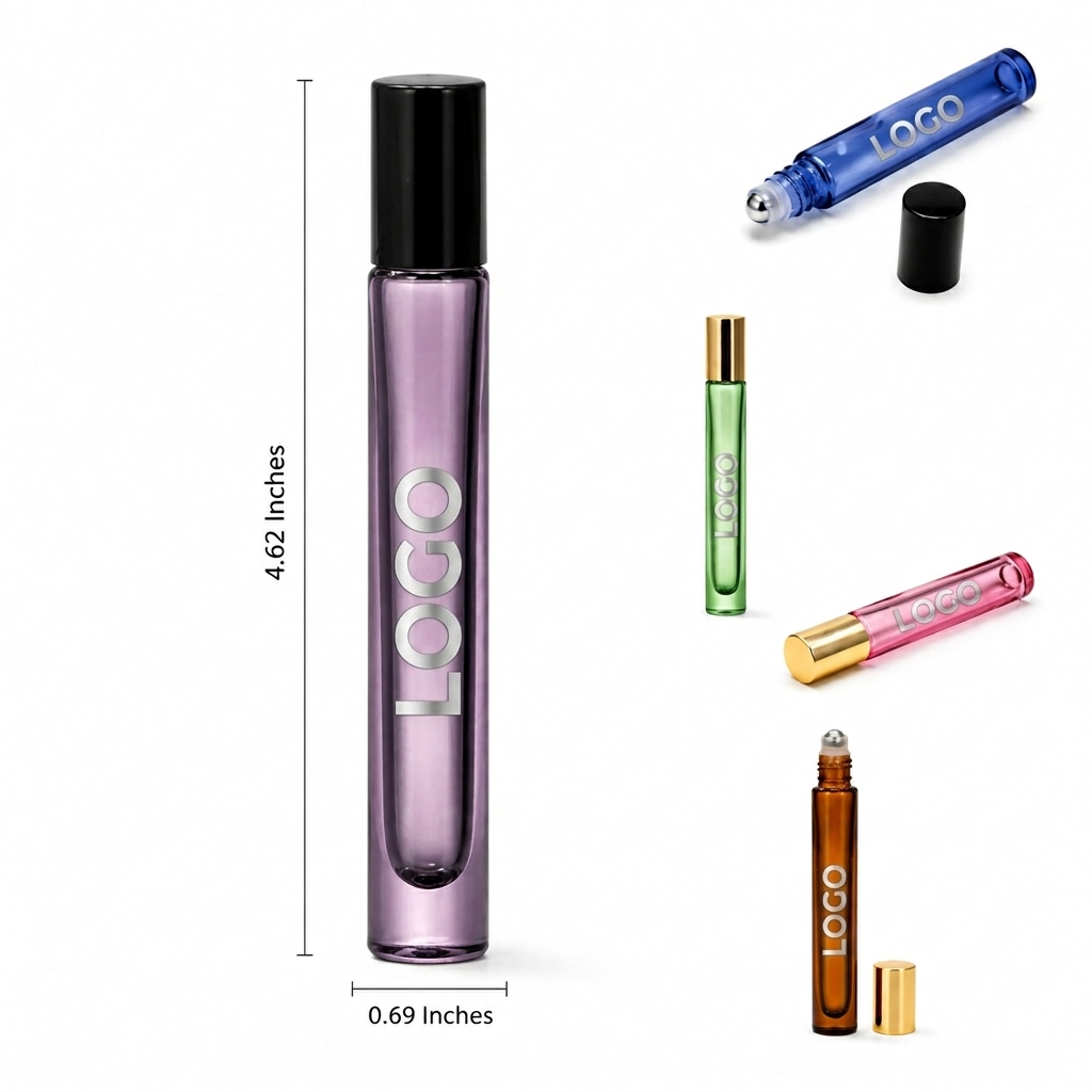 10ml Translucent Glass Roller Bottle with Metallic and Matte Closures